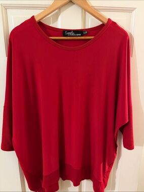 Sympli Red Women's Relaxed Scoop Neck Pullover